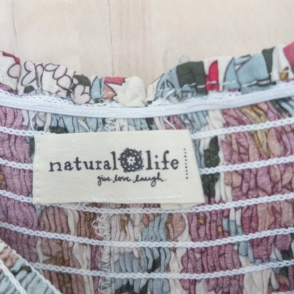 Natural Life Womens‎ Floral Shorts Small Pink Smocked High Waist Boho Co